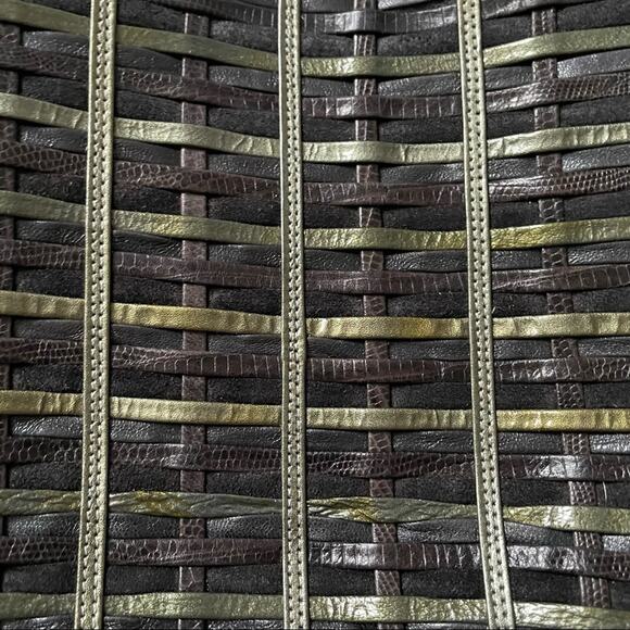 Sharif Woven Leather Crossbody Bag Olive Green Vintage 1990s EUC - Picture 8 of 9